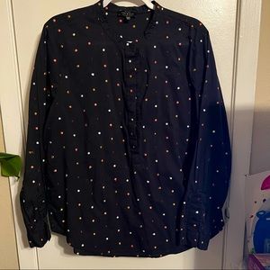 Lucky brand women button Polk dot top